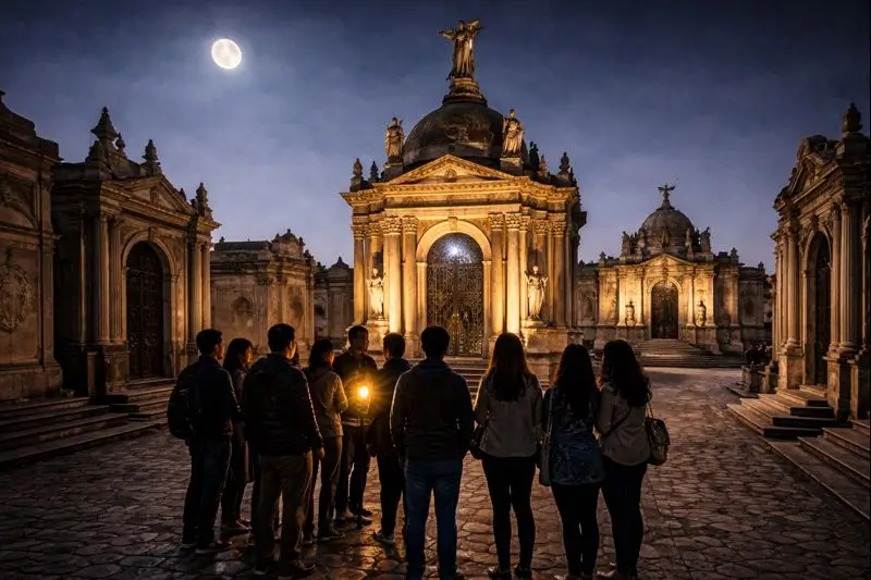 presbitero maestro illuminated mausoleums night